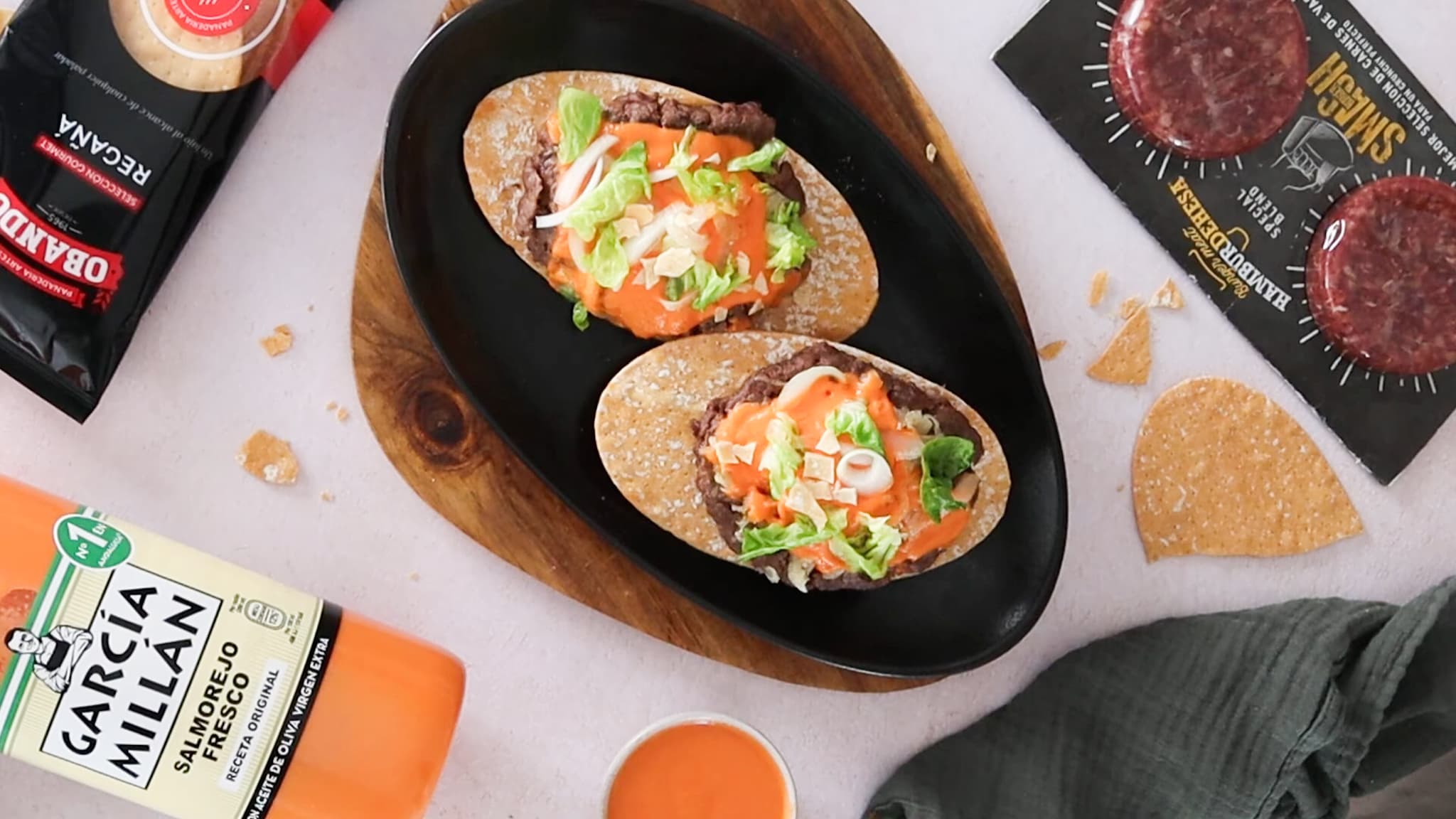 Receta de Taco burguer con Salmorejo Original García Millán